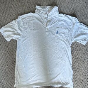 johnnie-O White Polo Shirt with Blue Logo LIKE NEW!!!!